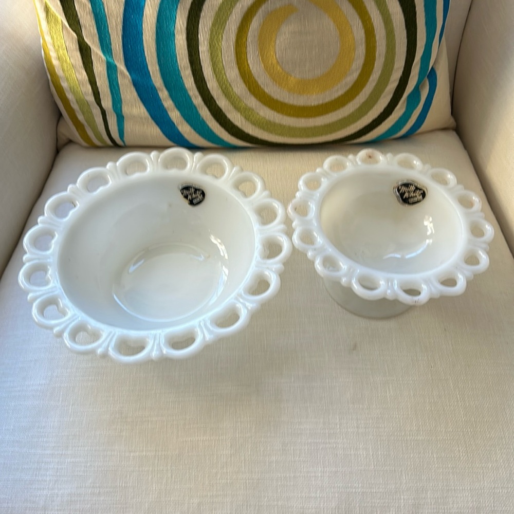 Originalal milk white bowls. Never used with stickers